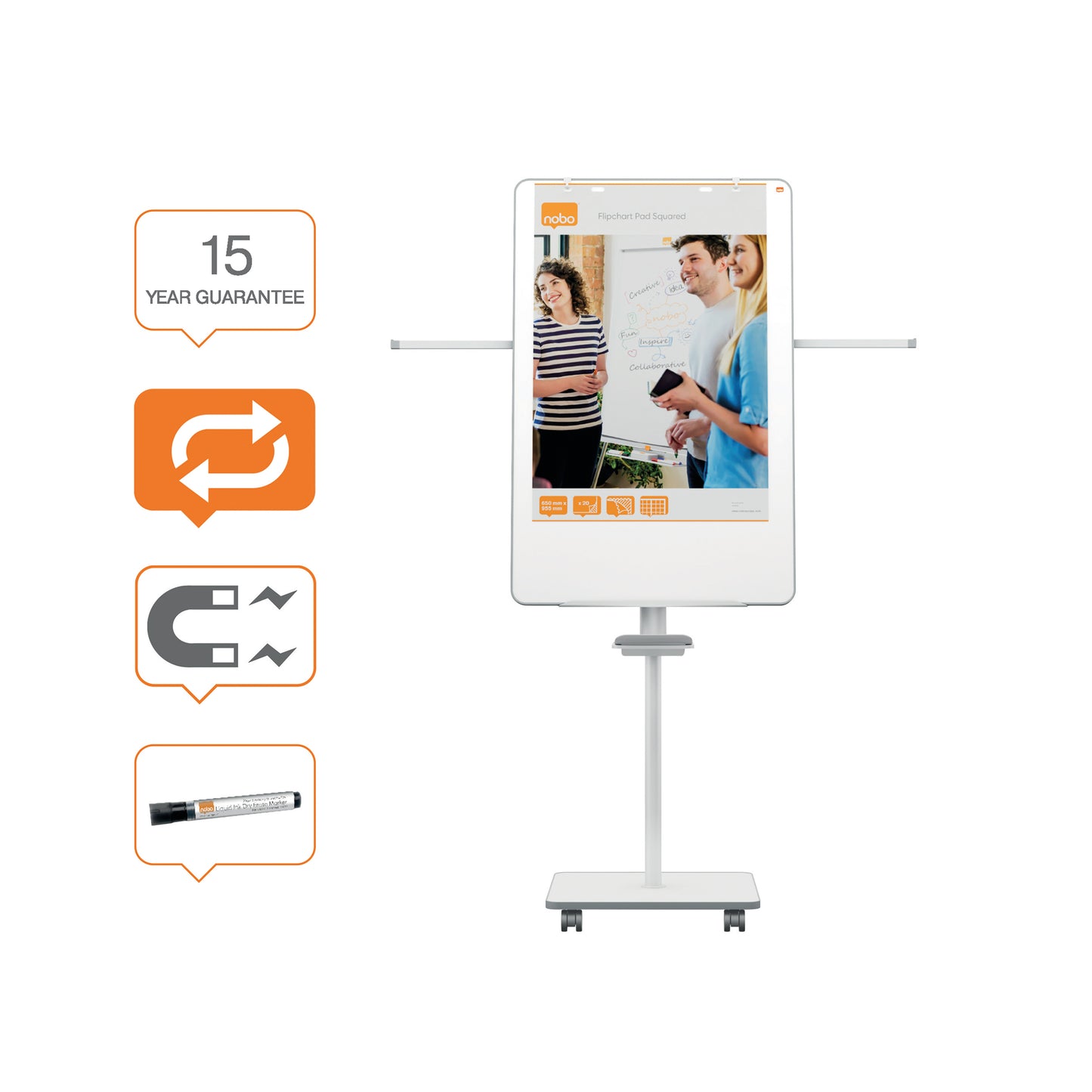 Nobo Move & Meet Mobile Magnetic Flipchart Easel 680x1040mm