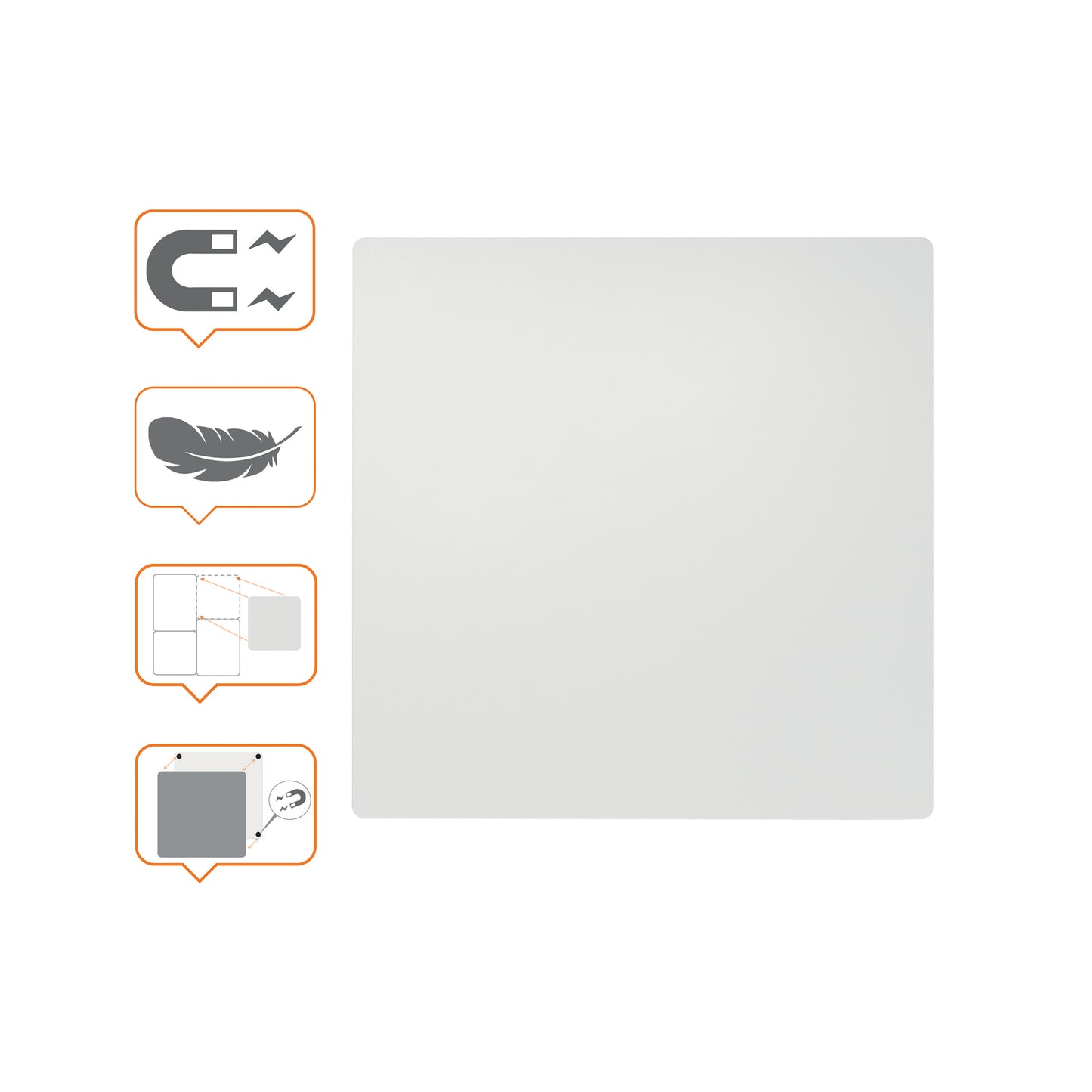 Nobo Frameless Magnetic Modular Whiteboard 450x450mm