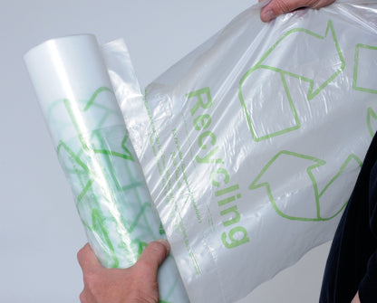 Acorn Bin Printed Recycling Bin Liner Clear Green (Pack of 50) 402573