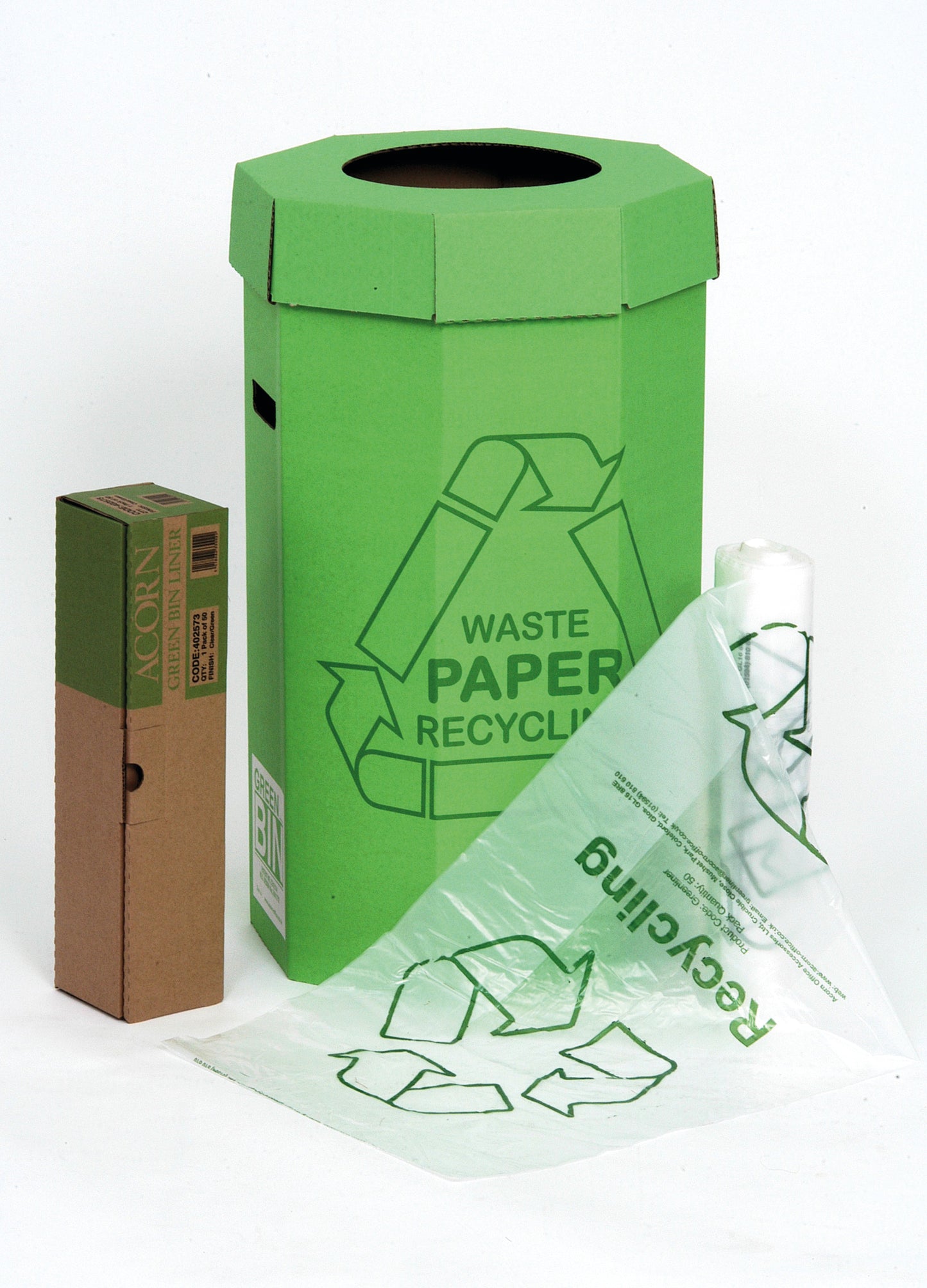 Acorn Cardboard Recycling Bin 60 Litre Green (Pack of 5) 402565