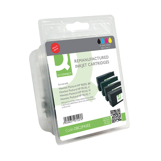 Q-Connect HP 950XL 951XL Remanufactured Ink Cartridges Multipack KCMY C2P43AE-COMP