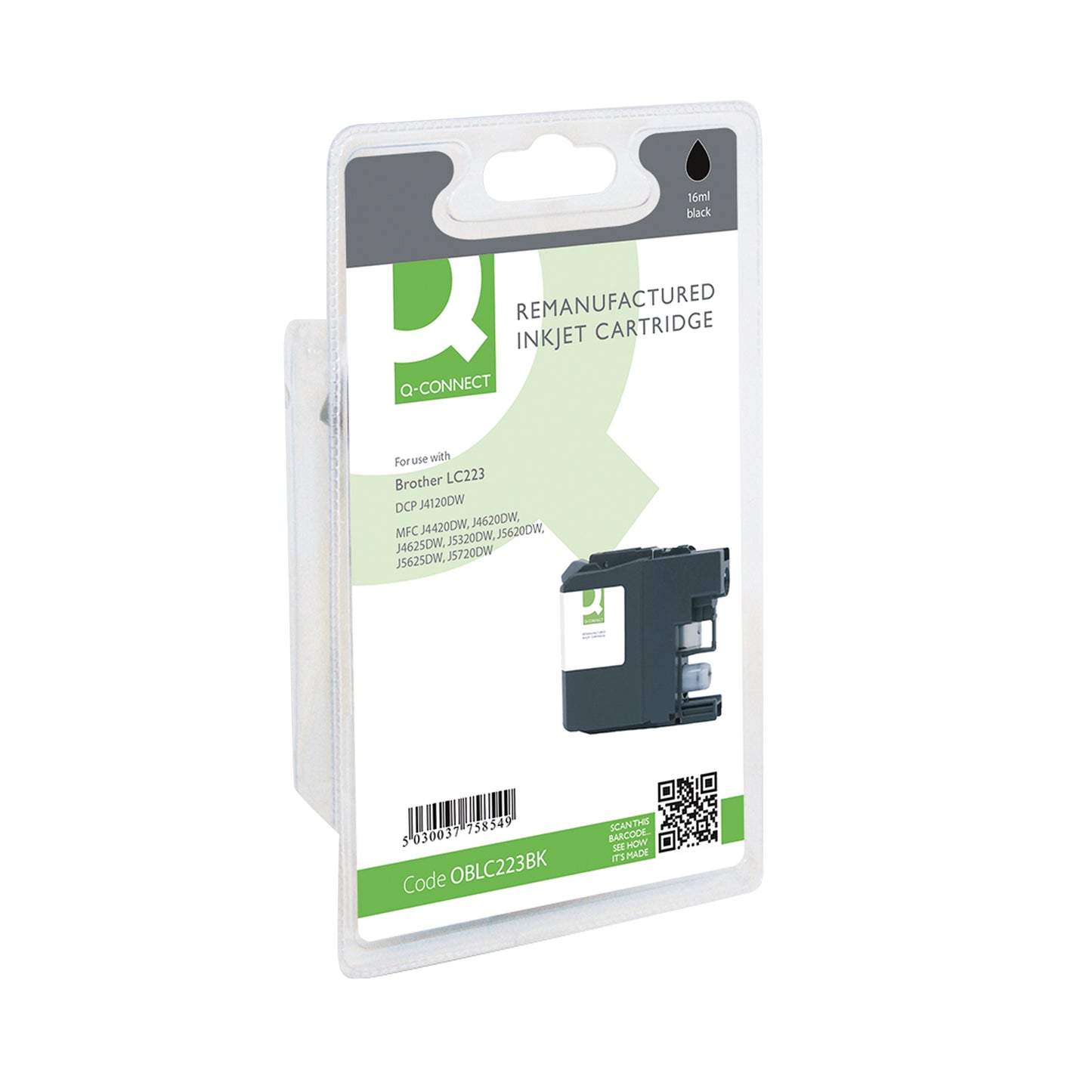 Q-Connect Brother LC223BK Compatible Inkjet Cartridge Black LC223BK-COMP