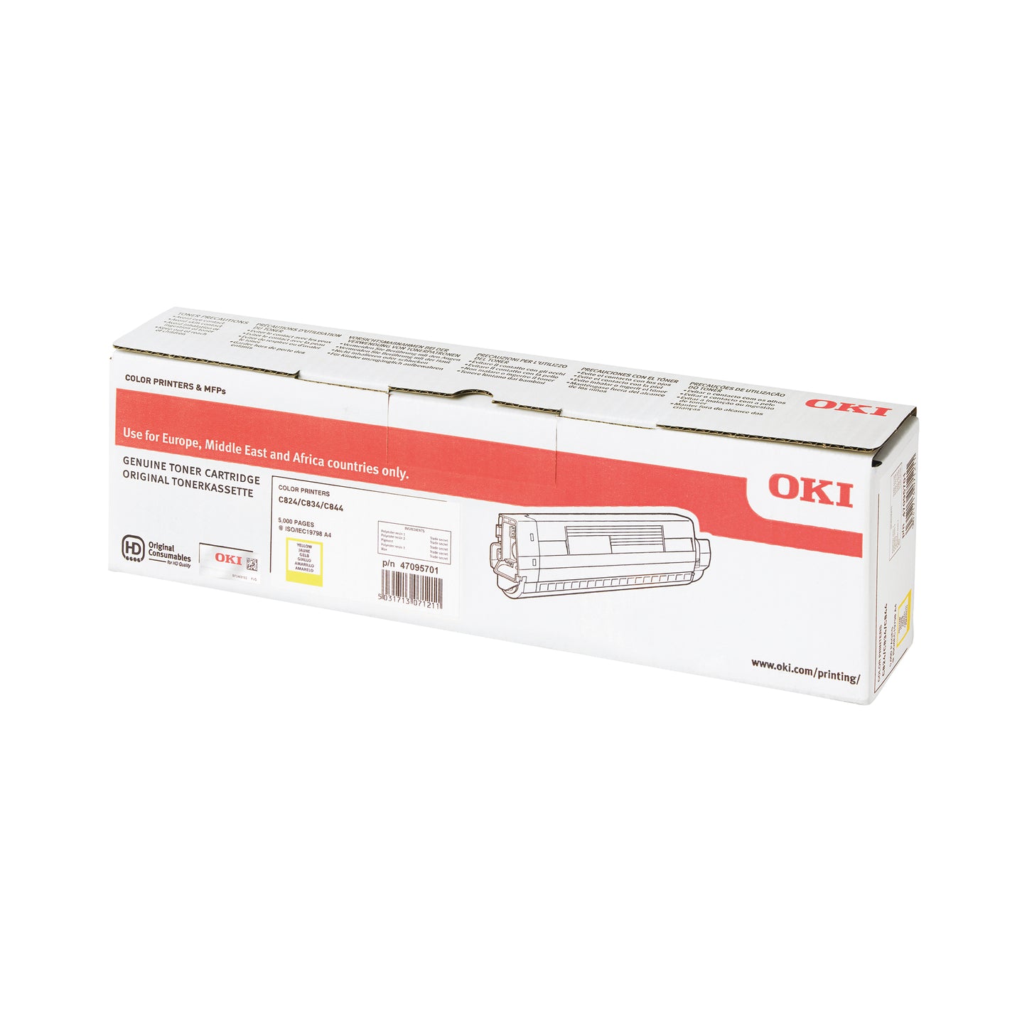 Oki C824/834/844 SY Laser Cartridge Yellow 47095701