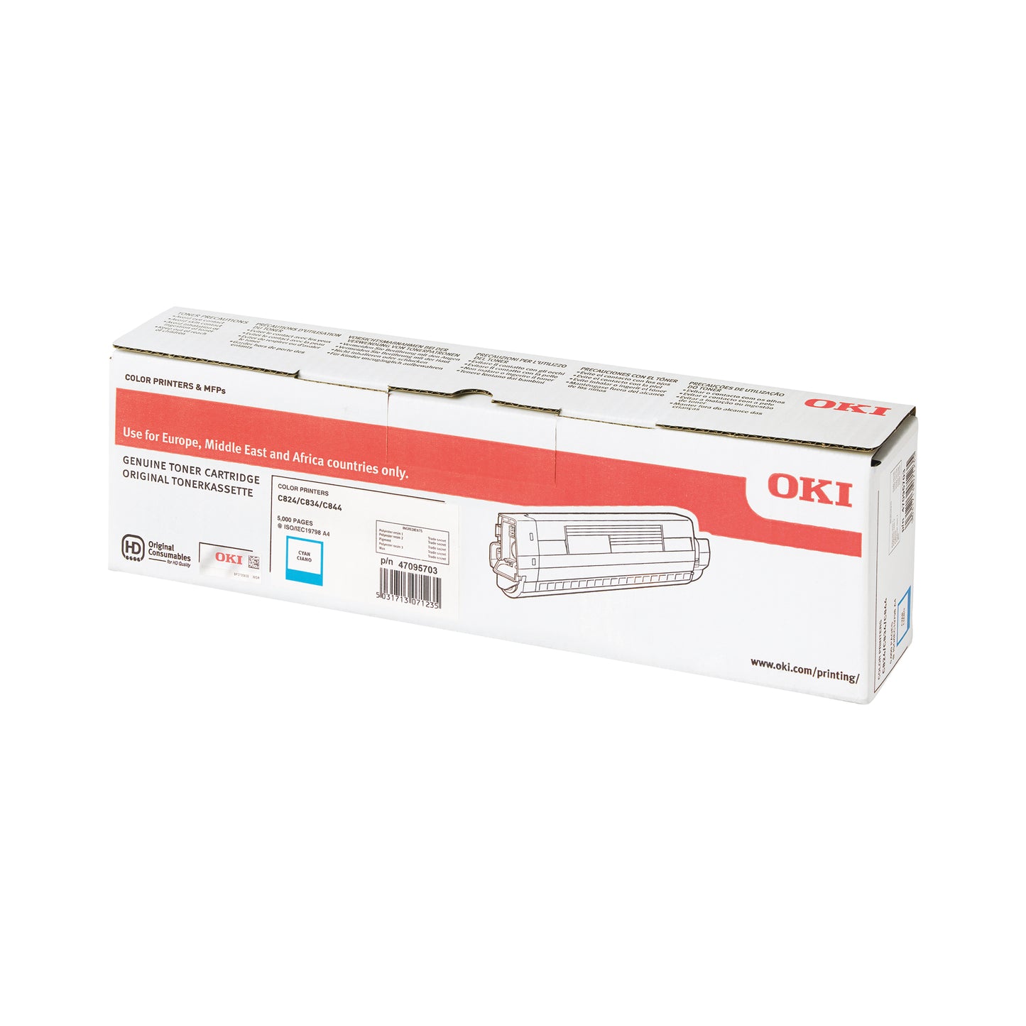 Oki C824/834/844 SY Laser Cartridge Cyan 47095703