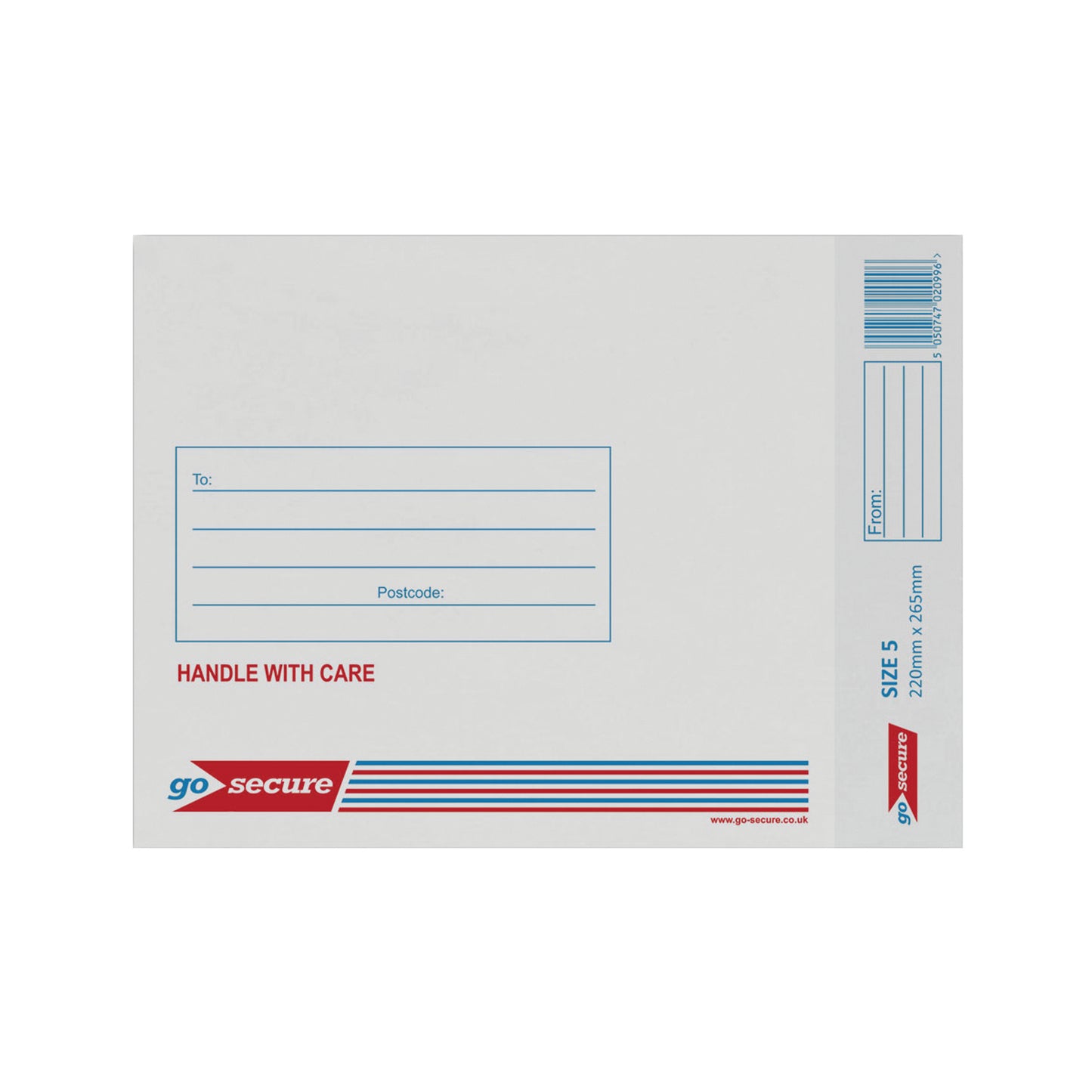 Go Secure Bubble Lined Envelope Size 5 220x265mm White (Pack of 20) PB02132