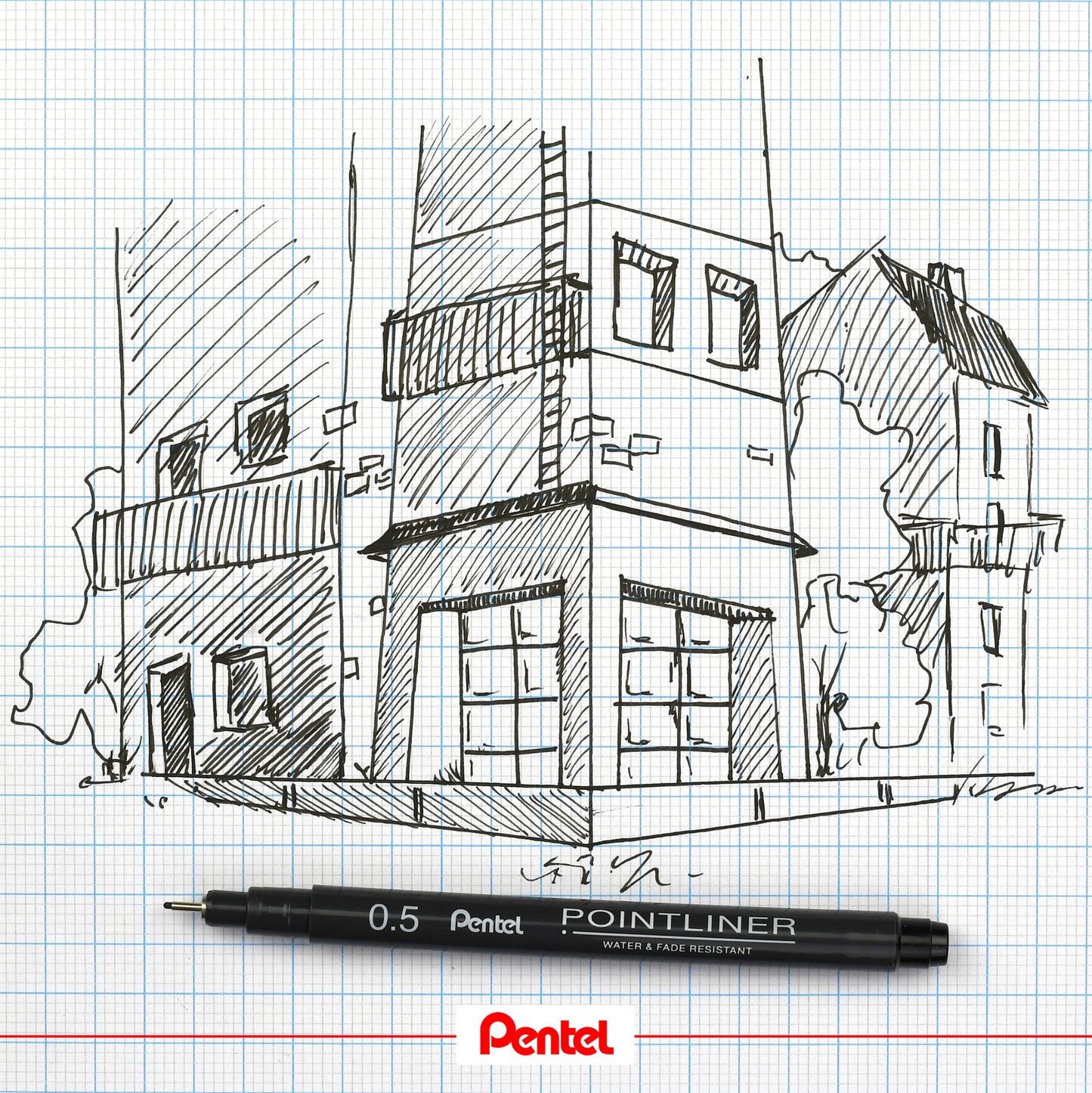 Pentel Pointliner Assorted Sizes Black (Pack of 5) YS20P/5-A