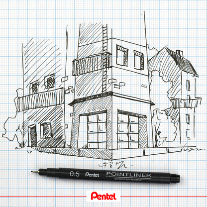 Pentel Pointliner Assorted Sizes Black (Pack of 5) YS20P/5-A