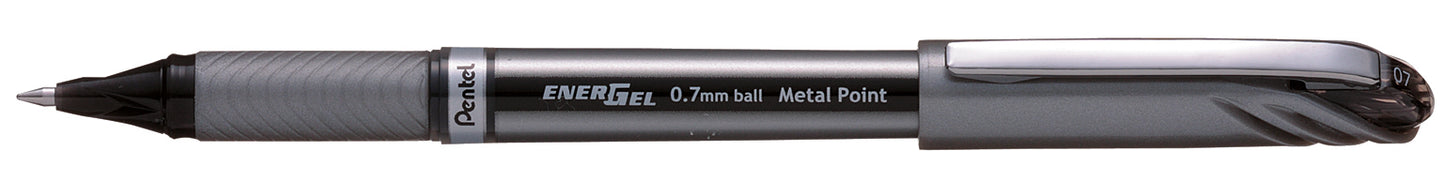 Pentel EnerGel + Metal Tip Rollerball Pen 0.7mm Black (Pack of 12) BL27-A