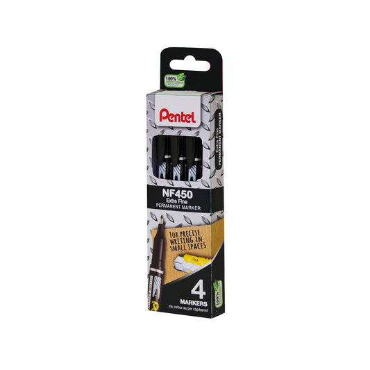 Pentel Permanent Marker Fine Black (Pack of 4) YNF450/4-A
