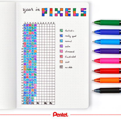 Pentel EnerGel Retractable Pen Medium Assorted (Pack of 9) YBL107/9-MIX