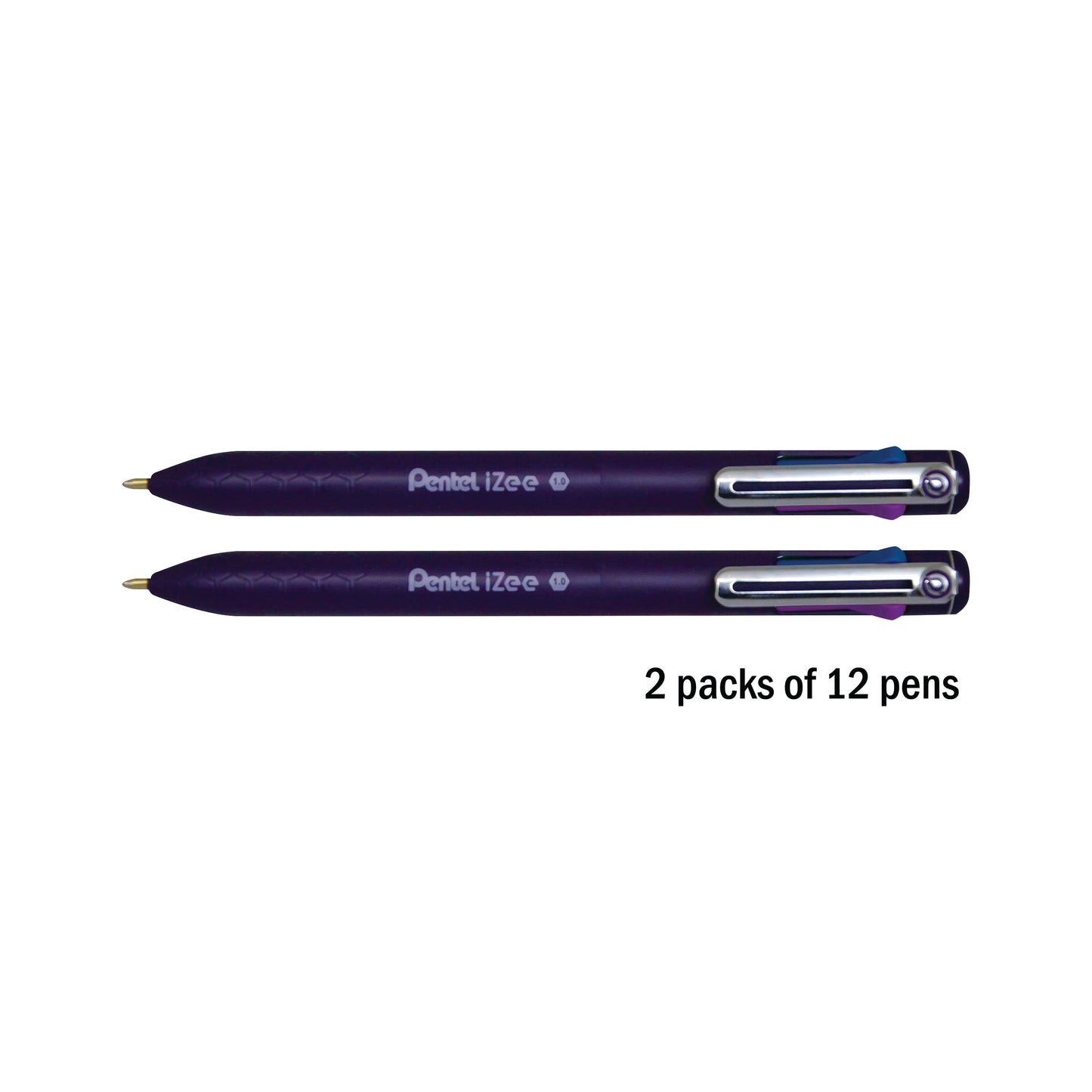 Pentel IZee 4 Colour Ballpoint Pens 1.0mm Assorted Pack of 12 BOGOF