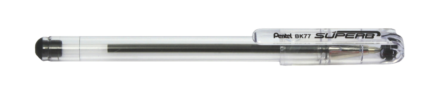 Pentel BK77 Superb Ballpoint Pen Fine Black (Pack of 12) 2 For 1