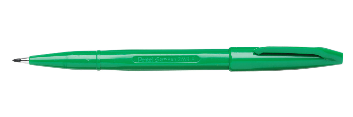 Pentel Sign Pen Fibre Tip Green (Pack of 12) S520-D