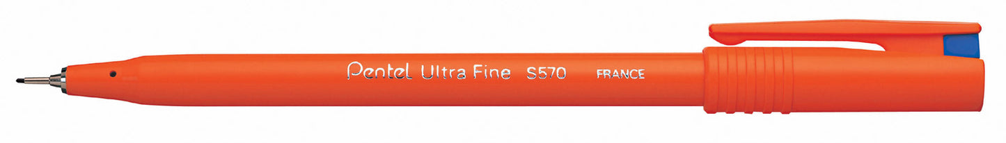 Pentel Ultra Fineliner Blue Pen (Pack of 12) S570-C