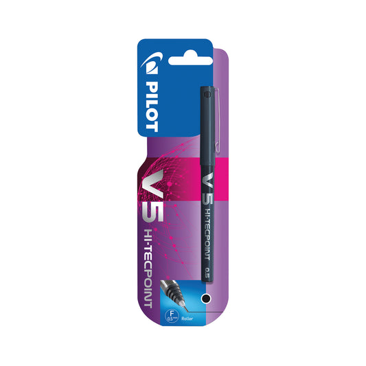 Pilot V5 Hi-Tecpoint Rollerball Pen Black (Pack of 12) 100101201