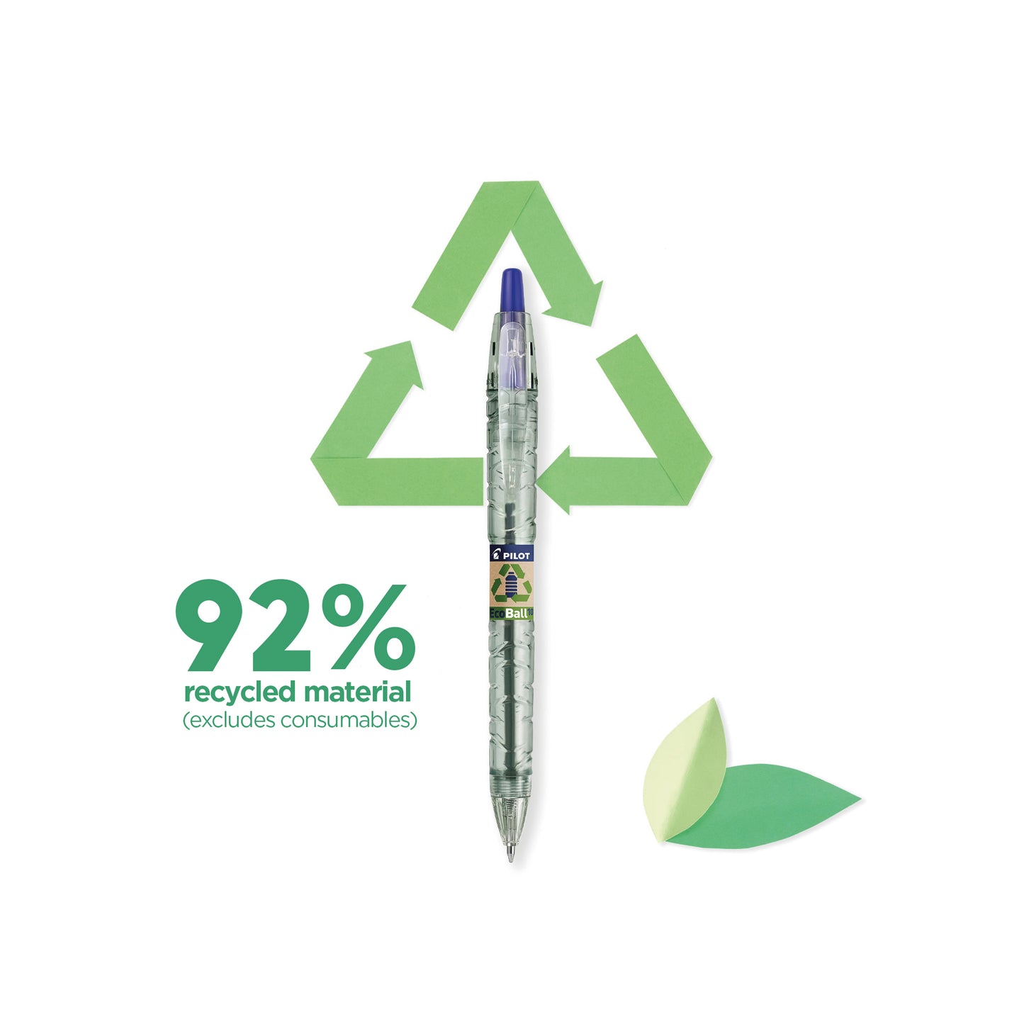 Pilot B2P Ecoball Ballpoint Med Green (Pack of 10) 4902505621611