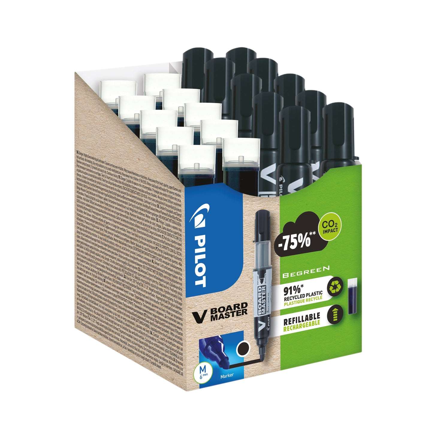 Pilot V-Board Master Greenpack Marker/Refill 10 Markers 10 Refill Medium Black (Pack of20) WLT556275