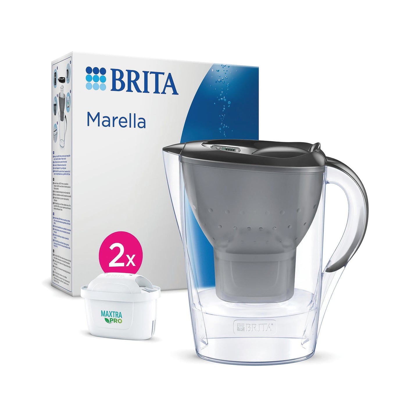 Brita Marella Water Filter Jug 2.4L Cool Graphite + 2 Cartridges 1051134