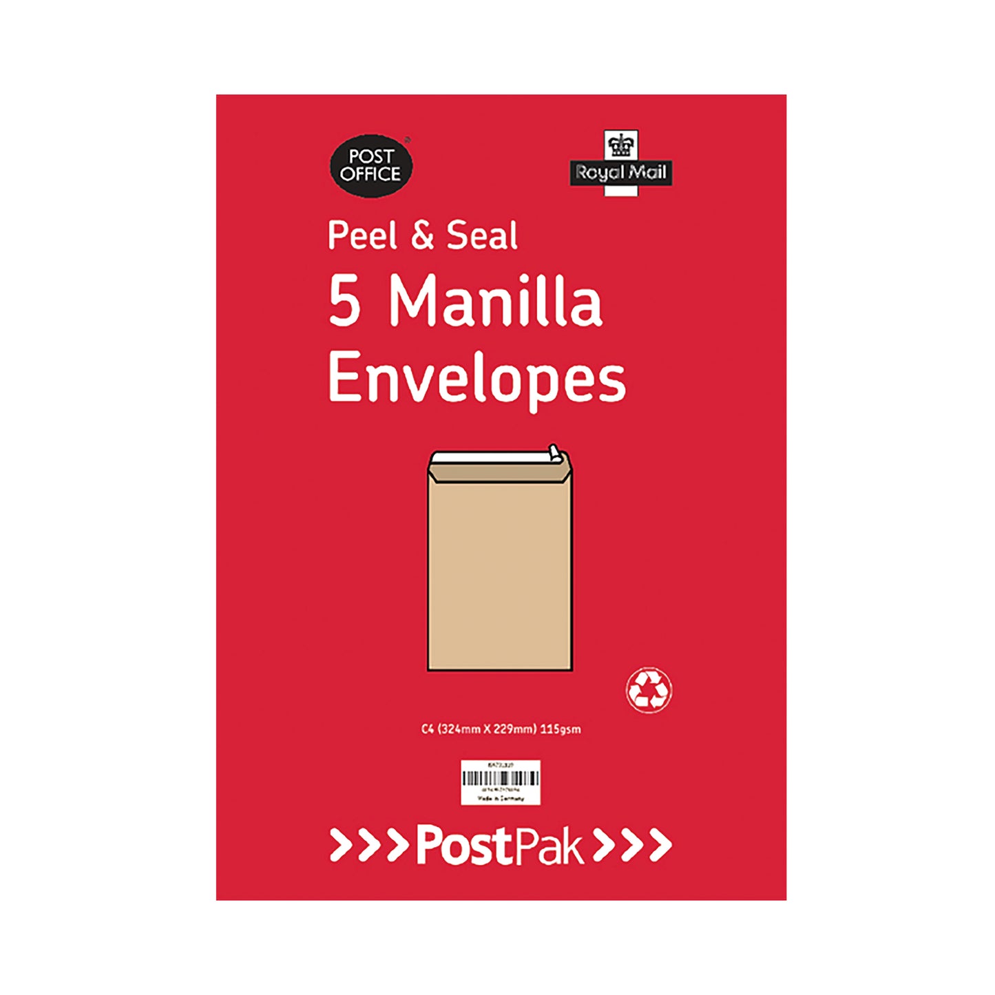 Postpak C5 Peel and Seal Manilla 115gsm 5 Envelopes (Pack of 40) 9731326