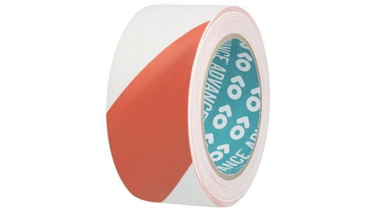 Advance Tapes AT8 Red/White PVC 33m Hazard Tape, 0.14mm Thickness