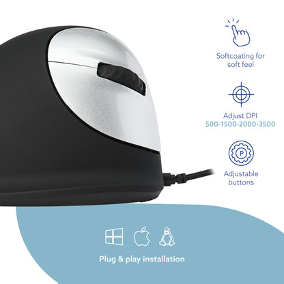 R-GO HE Ergonomic Vertical Wired Mouse Medium Right Hand RGOHE