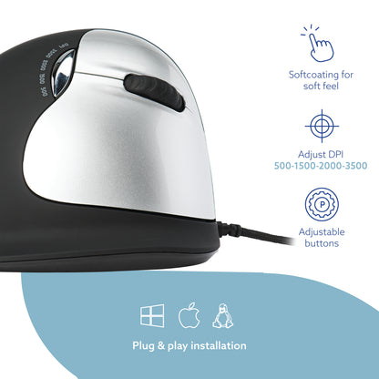 R-GO HE Break Ergonomic Vertical Wired Mouse Large Right Hand RGOBRHEMLR