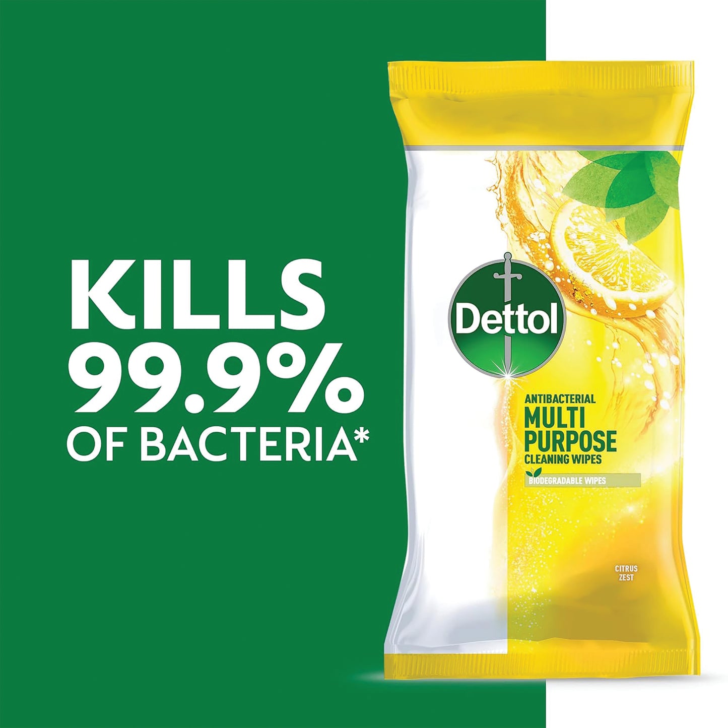 Dettol Antibacterial Multipurpose Cleaning Wipes 105 Large Wipes Citrus Zest (Pack of 3) 3124900