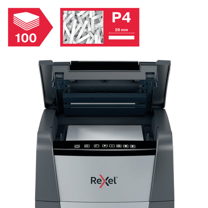 Rexel Optimum AutoFeed+ 100X Automatic Cross Cut Paper Shredder P4