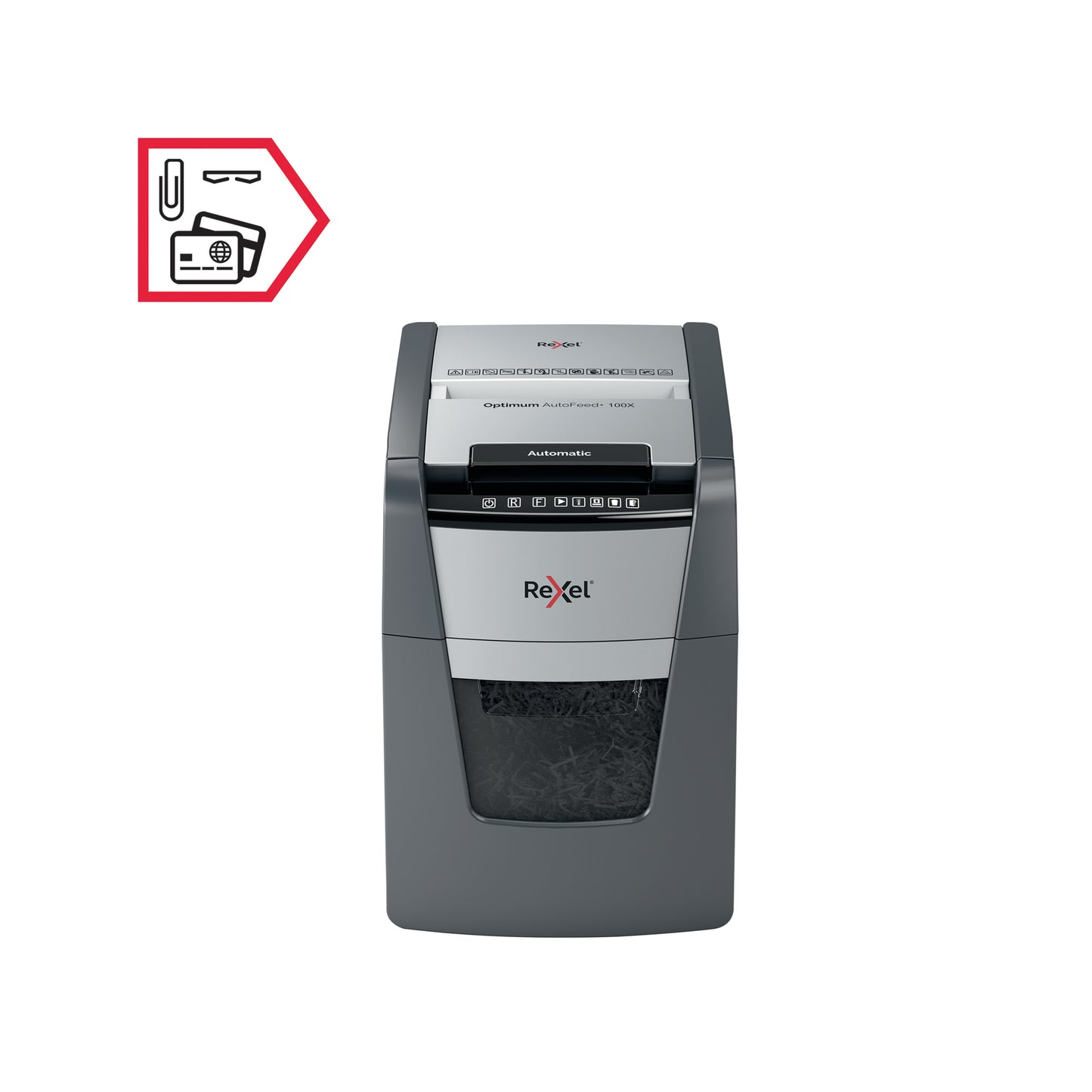 Rexel Optimum AutoFeed+ 100X Automatic Cross Cut Paper Shredder P4