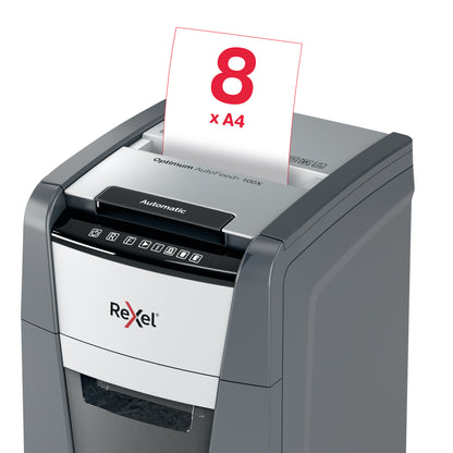 Rexel Optimum AutoFeed+ 100X Automatic Cross Cut Paper Shredder P4