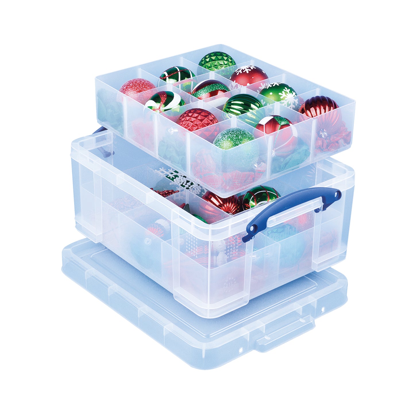 Really Useful Clear 21 Litre Plastic Divided Storage Box 21C+6T+12T