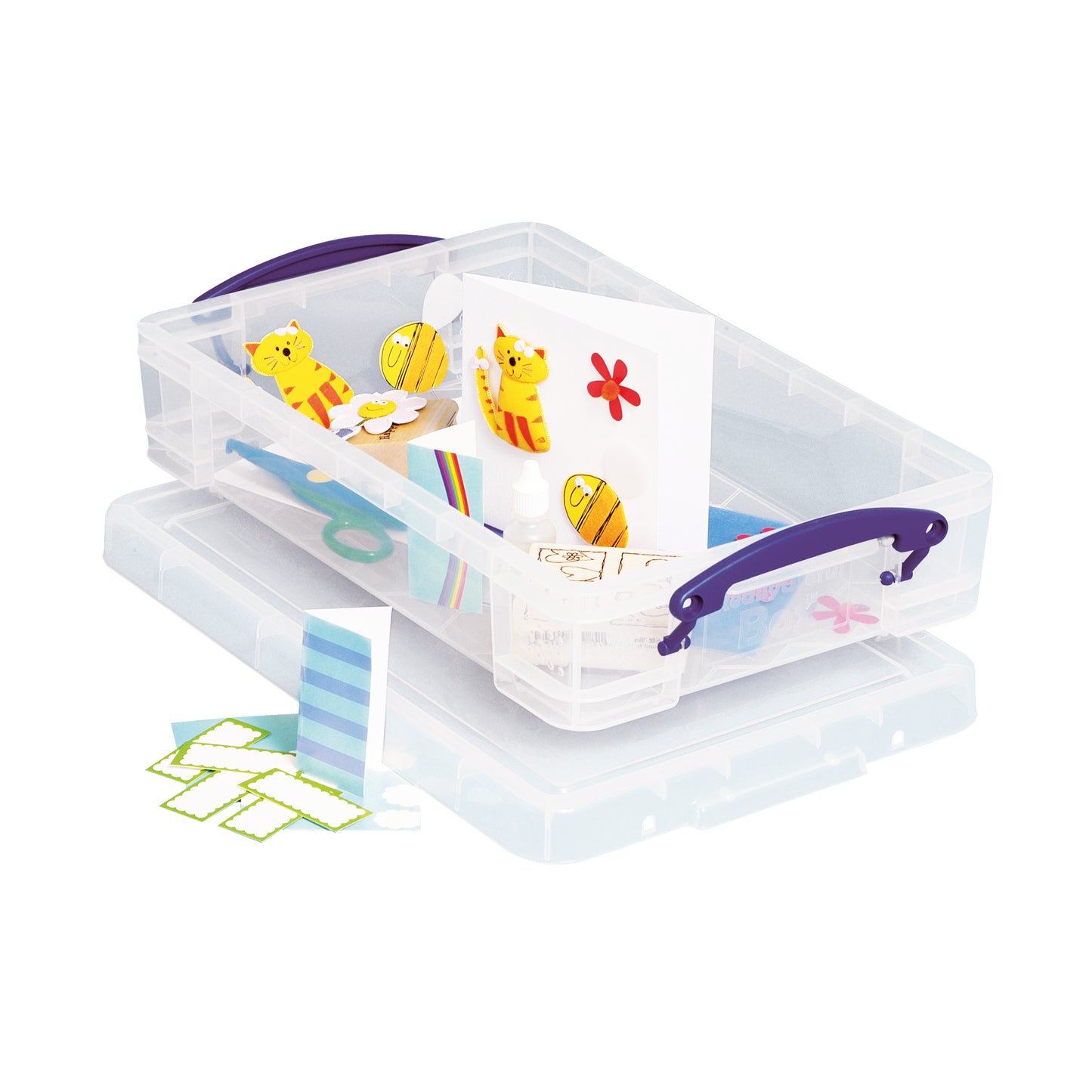 Really Useful 4 litre Plastic Storage Box With lid 395x255x80mm Clear KING4C