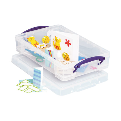 Really Useful 4 litre Plastic Storage Box With lid 395x255x80mm Clear KING4C