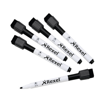 Rexel Magnetic Dry-Erase Markers Black (6)
