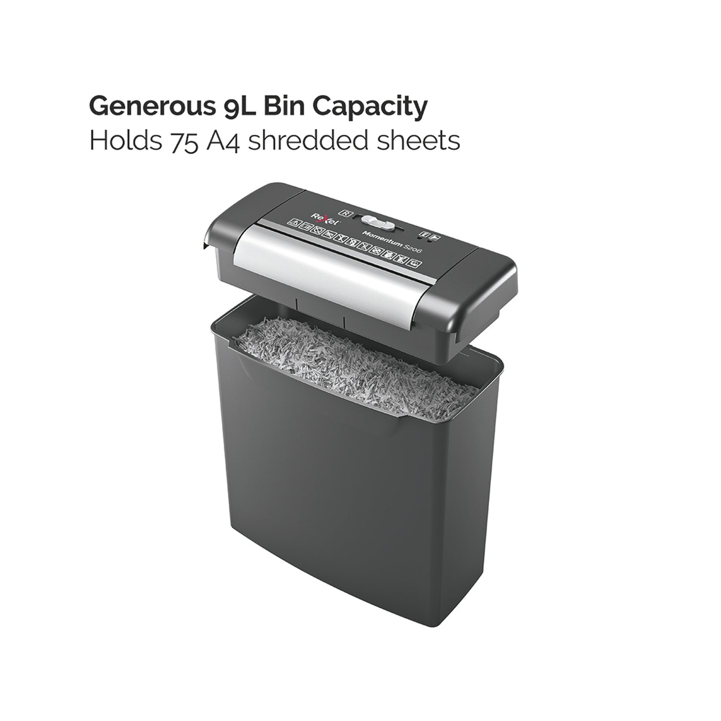 Rexel S206 paper shredder Strip shredding 22 cm Black, Silver