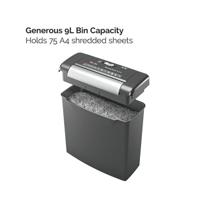 Rexel S206 paper shredder Strip shredding 22 cm Black, Silver