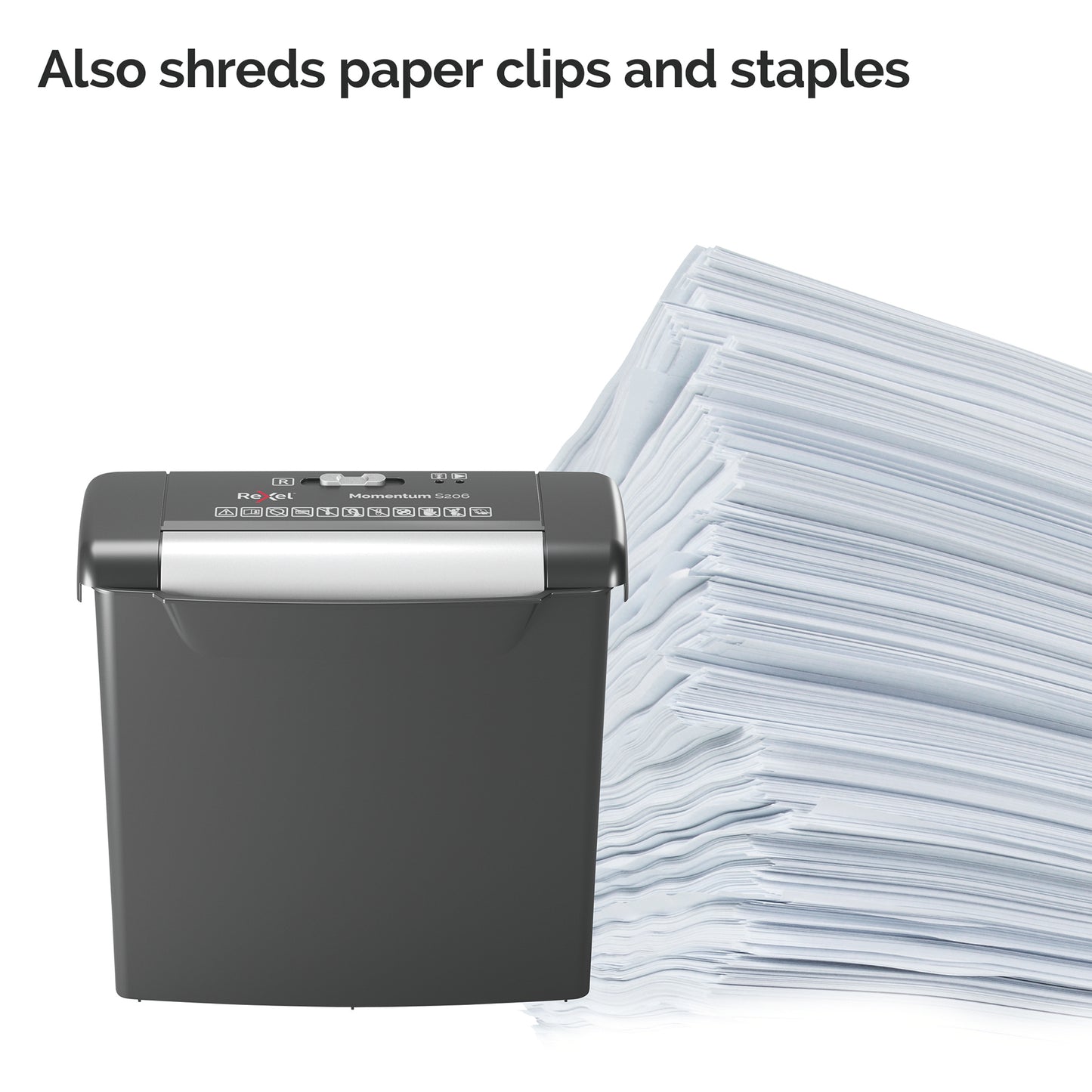 Rexel S206 paper shredder Strip shredding 22 cm Black, Silver