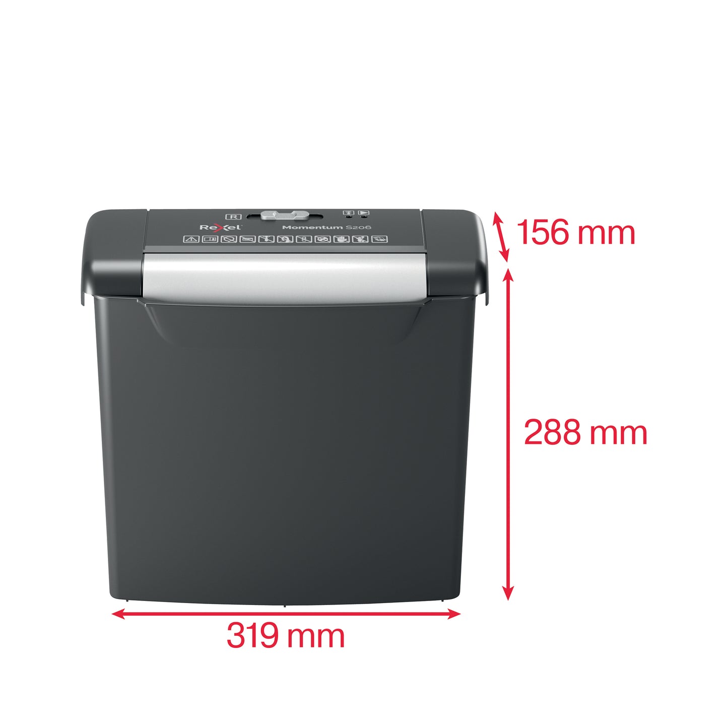 Rexel S206 paper shredder Strip shredding 22 cm Black, Silver