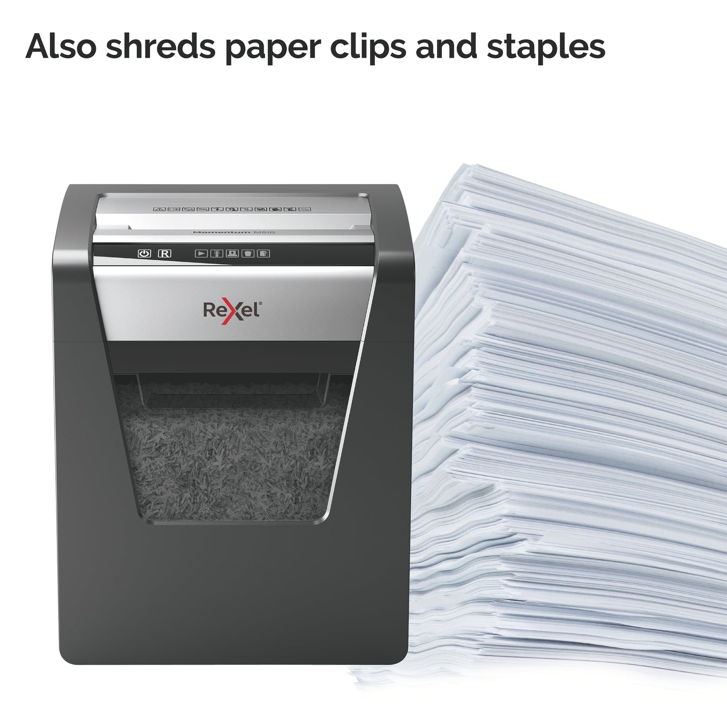 Rexel M510 paper shredder Micro-cut shredding 60 dB 22.3 cm Black, Silver