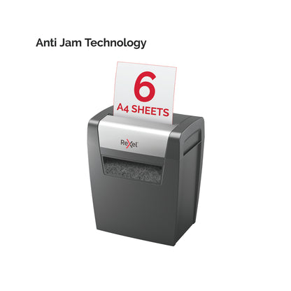 Rexel X406 paper shredder Cross shredding 22 cm Black, Silver