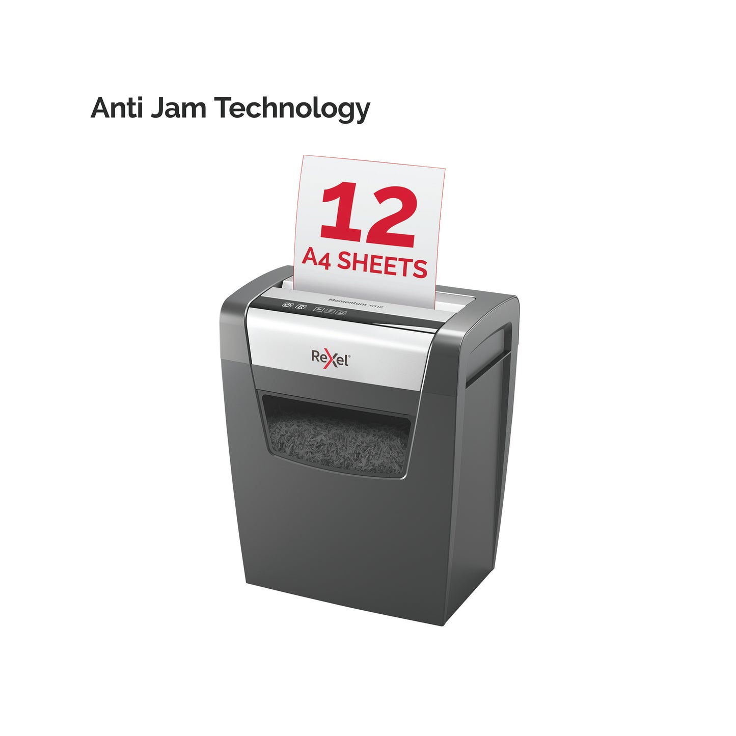 Rexel X312 paper shredder Cross shredding 22 cm Black, Silver
