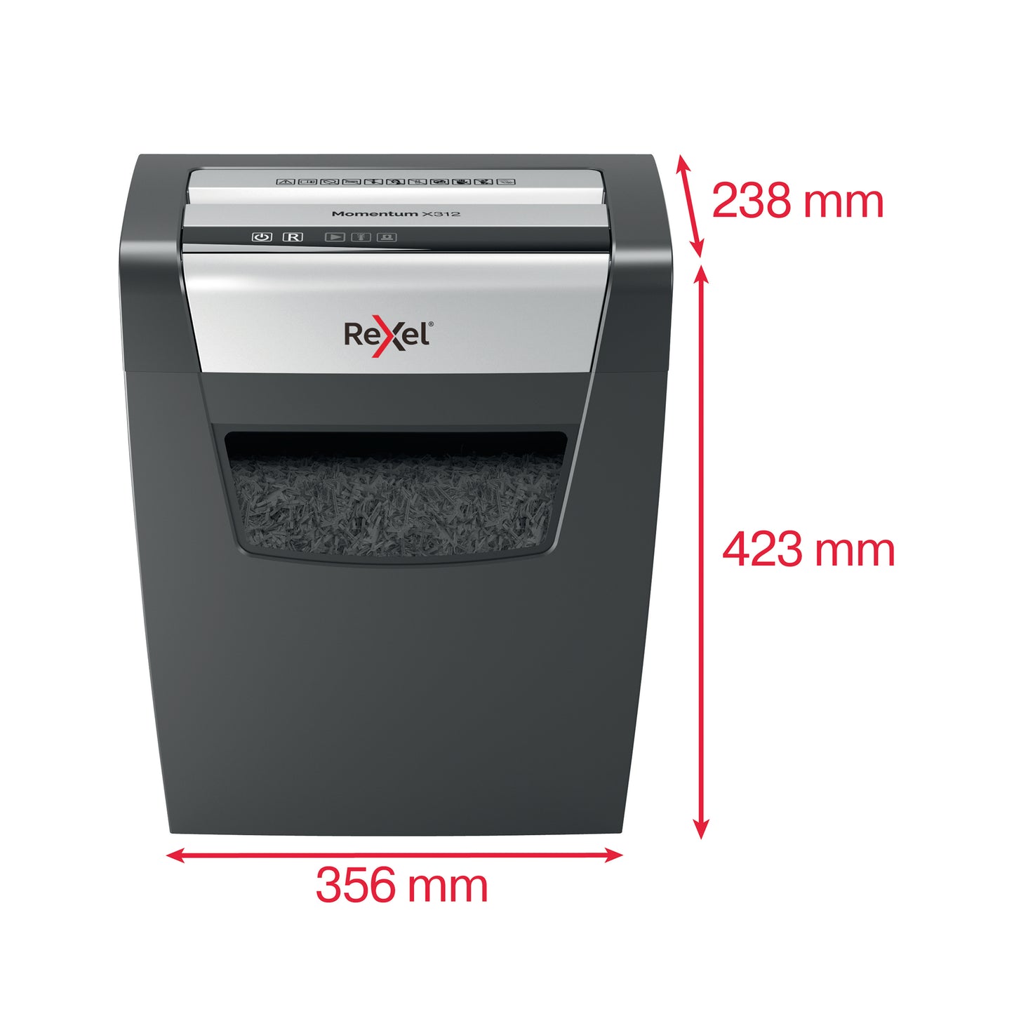Rexel X312 paper shredder Cross shredding 22 cm Black, Silver