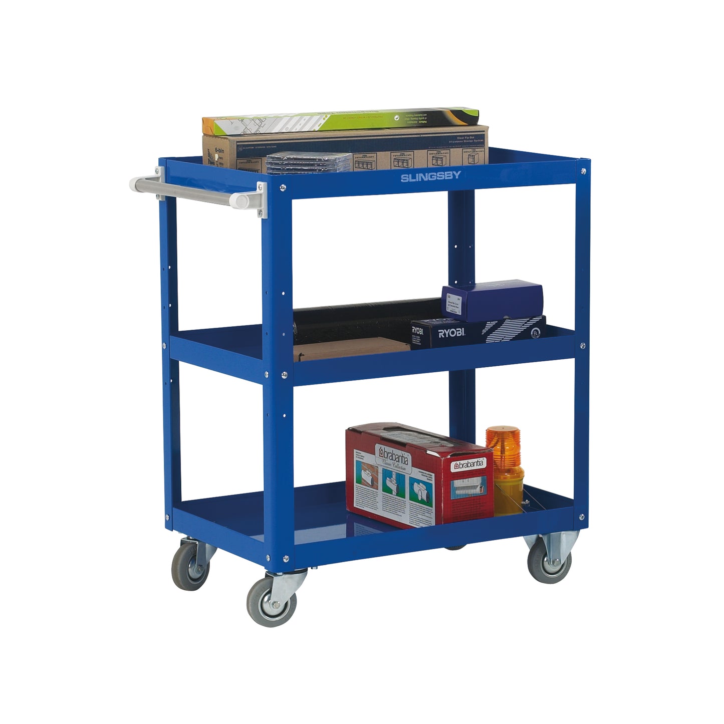 Works 3-Tier Trolley Blue (L670 x W400 x H900mm, 150kg Capacity) 329944