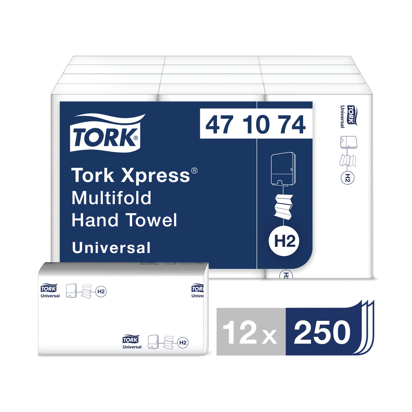 Tork Xpress Multifold Hand Towel H2 White 250 Sheets (Pack of 12) 471074