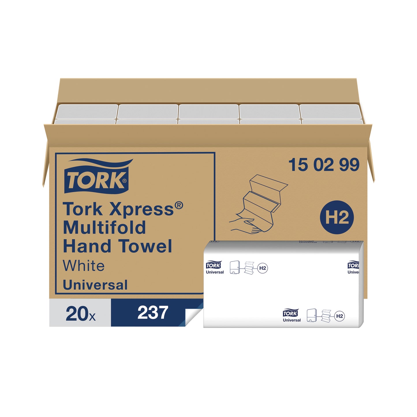 Tork Xpress Multifold Hand Towel Universal H2 20 Sleeves White (Pack of 4740) 150299