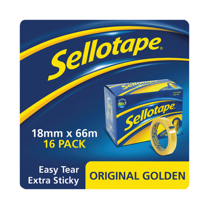 Sellotape Original Golden Tape 18mmx66m (Pack of 16) 1443252