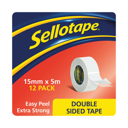 Sellotape Double Sided Tape 15mmx5m (Pack of 12) 1445293