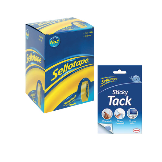 Sellotape Original Golden Pack of 6 + FOC Sellotape Sticky Tack 45g