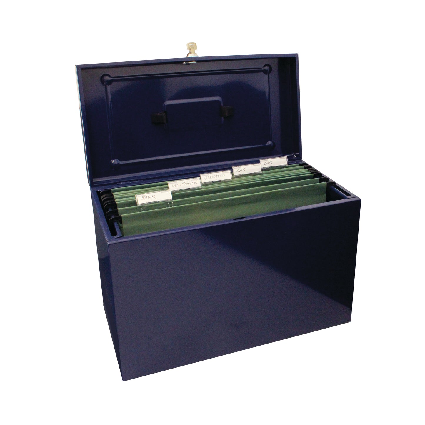 Cathedral Metal File Box Home Office Foolscap Blue HOBL