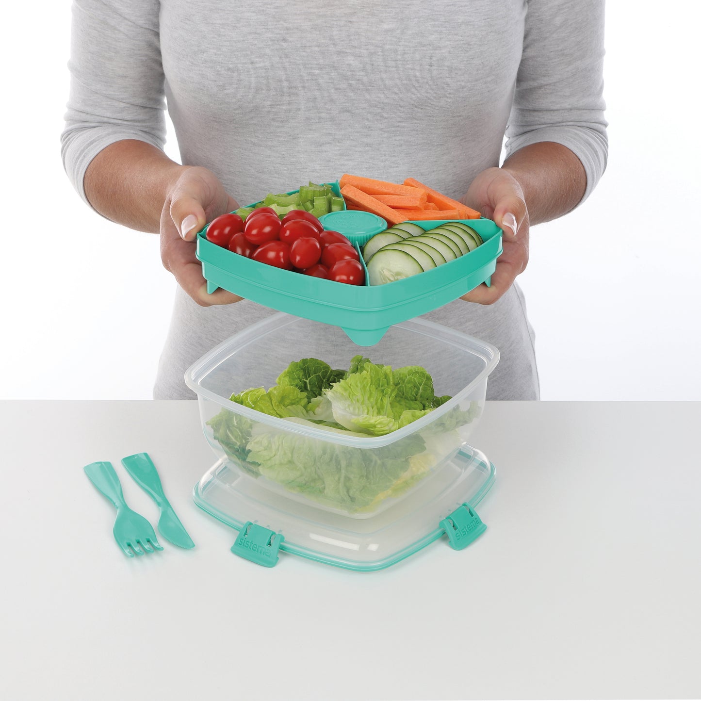 Sistema Salad Max to Go Coloured Clip 1.63L Clear 21357